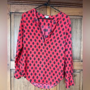 J. Crew XXS Red Blouse with Paisley Design